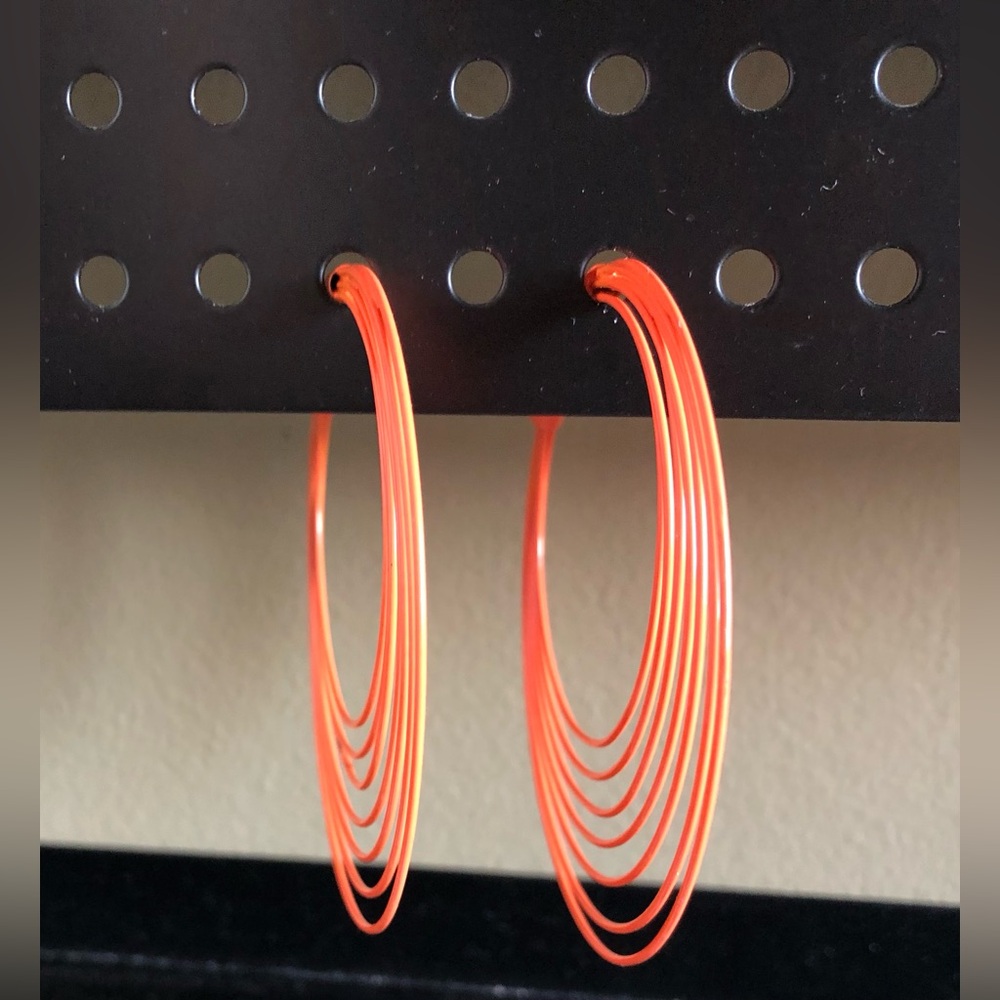 Orange Multi-Wire Hoop Earrings - Women Jewelry